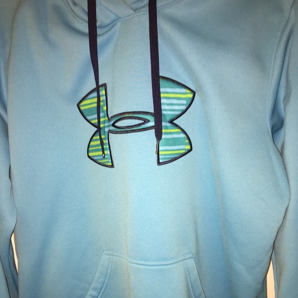 UNDER ARMOUR STORM PRE-LOVED AUTHENTIC WEATHERPROOF BLUE DESIGN HOODIE. - Picture 11 of 12